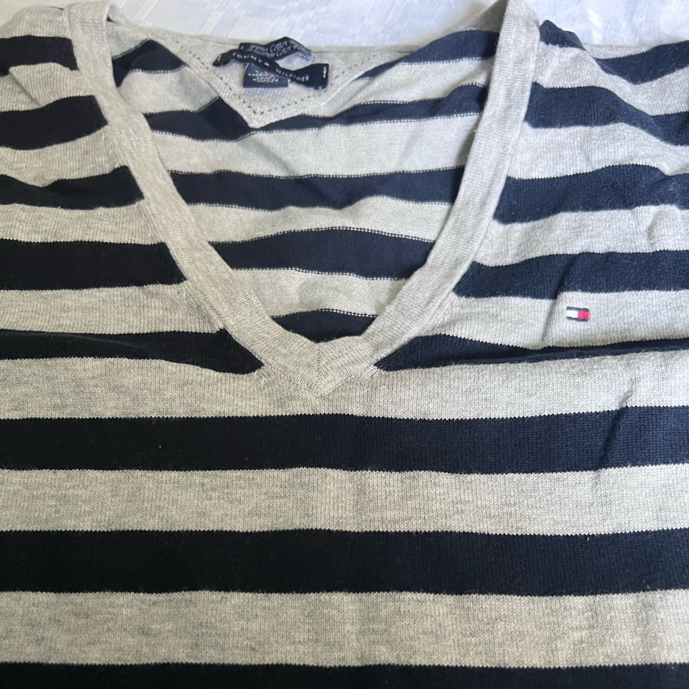 Gray and navy Stripe Sweater